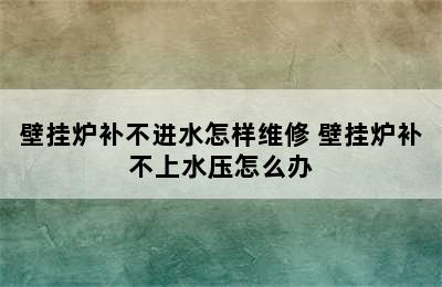 壁挂炉补不进水怎样维修 壁挂炉补不上水压怎么办